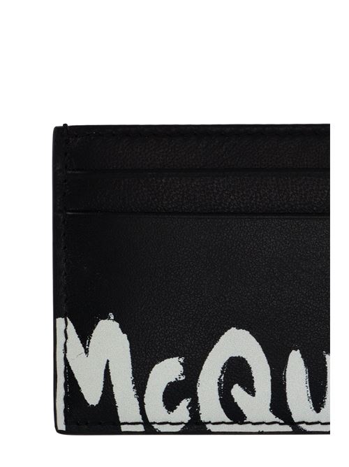 Black/white leather Graffiti print cardholder from Alexander McQueen ALEXANDER MCQUEEN | 6021441NT7B1070